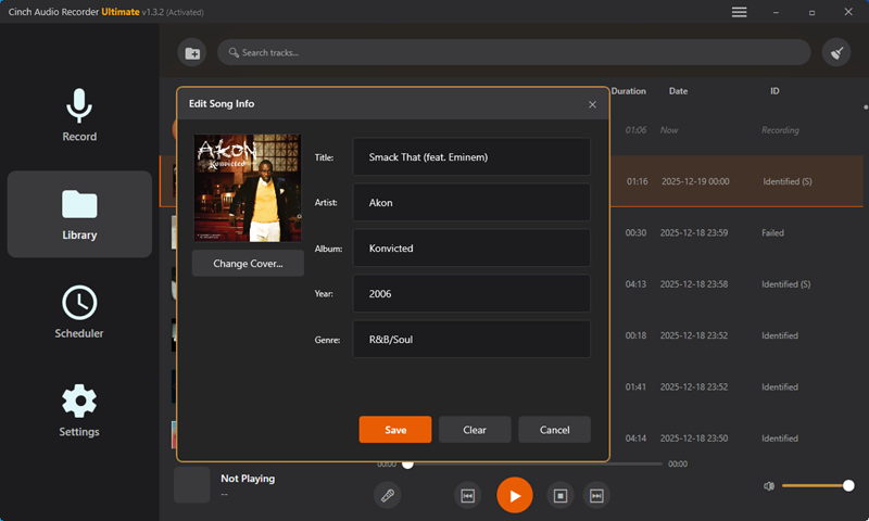 Cinch Audio Recorder ID3 metadata editor