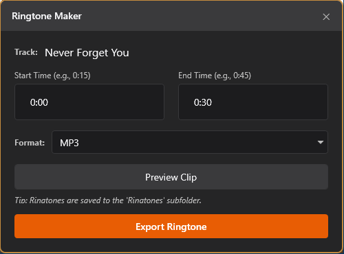 Cinch Audio Recorder ringtone maker trimming a clip